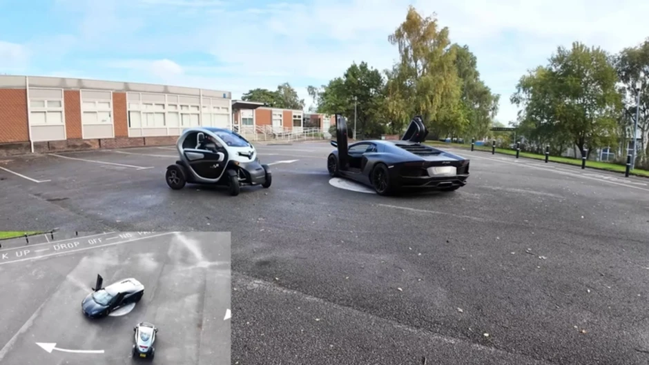 Ô tô điện mini lực kéo gấp đôi Lamborghini Aventador, chạy vượt Audi S1 Quattro