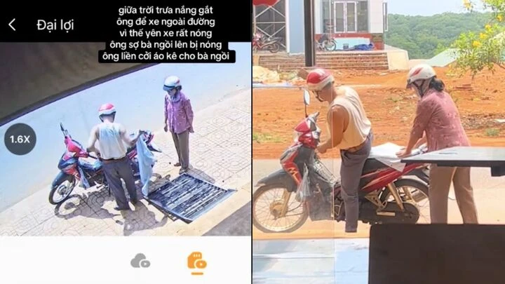 Cụ ông cởi áo che yên xe để vợ ngồi không bị nóng, dân mạng gọi là soái ca Cụ ông cởi áo che yên xe để vợ ngồi không bị nóng, dân mạng gọi là soái ca