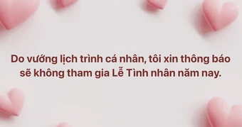 'Do vướng lịch trình cá nhân, xin thông báo sẽ không tham gia Valentine năm nay'