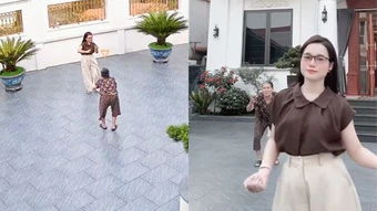 Khoảnh khắc bà cụ U90 lưng còng vẫn nhảy TikTok cùng cháu gái gây sốt mạng