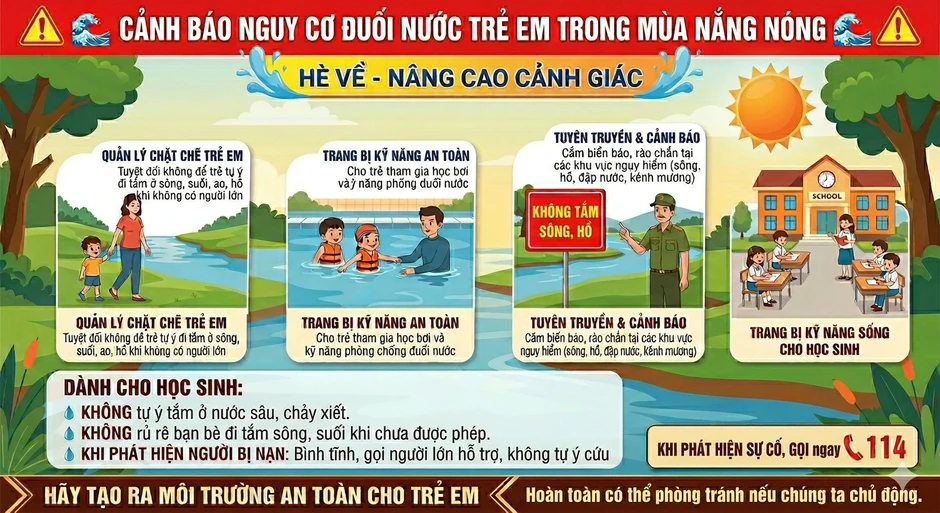 Nắng nóng gay gắt: Báo động dồn dập tai nạn đuối nước trẻ em trước hè Nắng nóng gay gắt: Báo động dồn dập tai nạn đuối nước trẻ em trước hè