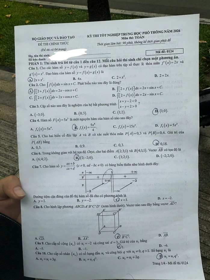 Đề thi môn toán tốt nghiệp THPT và xem gợi ý giải đề tại đây Đề thi môn toán tốt nghiệp THPT và xem gợi ý giải đề tại đây