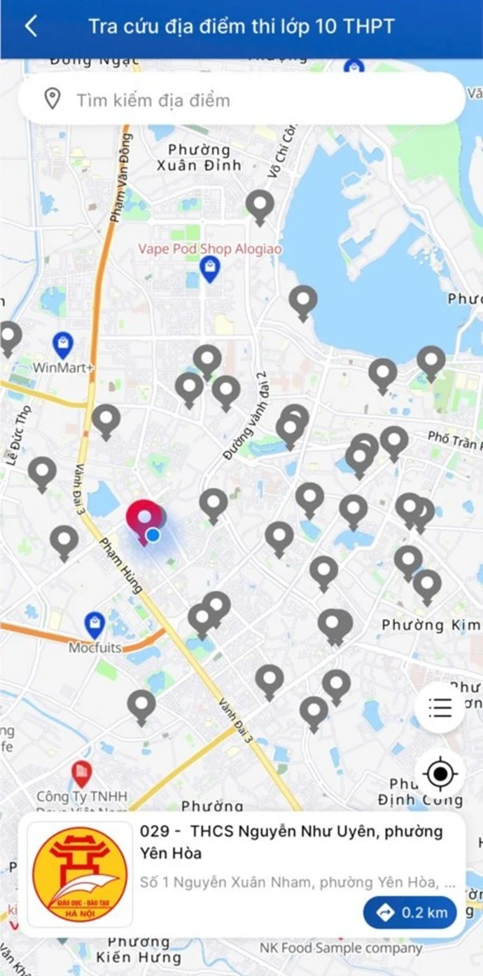 Hà Nội tích hợp bản đồ số điểm thi lớp 10 trên iHanoi, tránh thí sinh đi nhầm