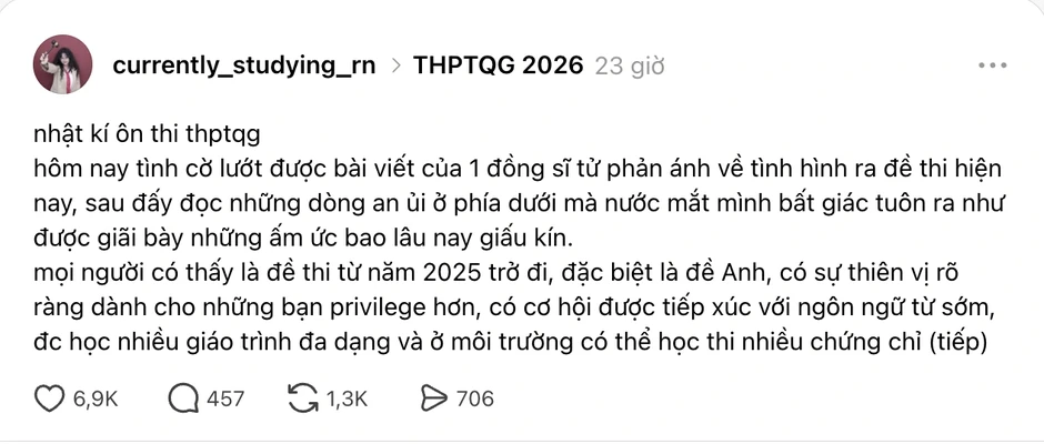 Vì sao đề thi tốt nghiệp THPT môn Tiếng Anh nóng trở lại trên mạng xã hội? Vì sao đề thi tốt nghiệp THPT môn Tiếng Anh nóng trở lại trên mạng xã hội?
