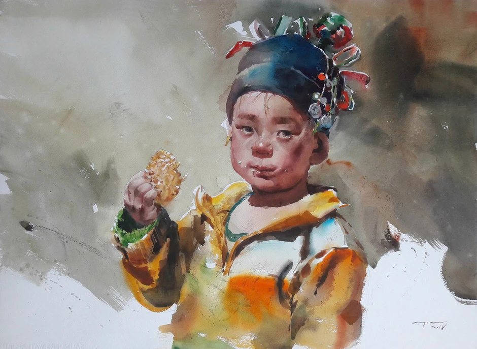 Ánh mắt vùng cao và những khoảng lặng trong tranh màu nước Ánh mắt vùng cao và những khoảng lặng trong tranh màu nước