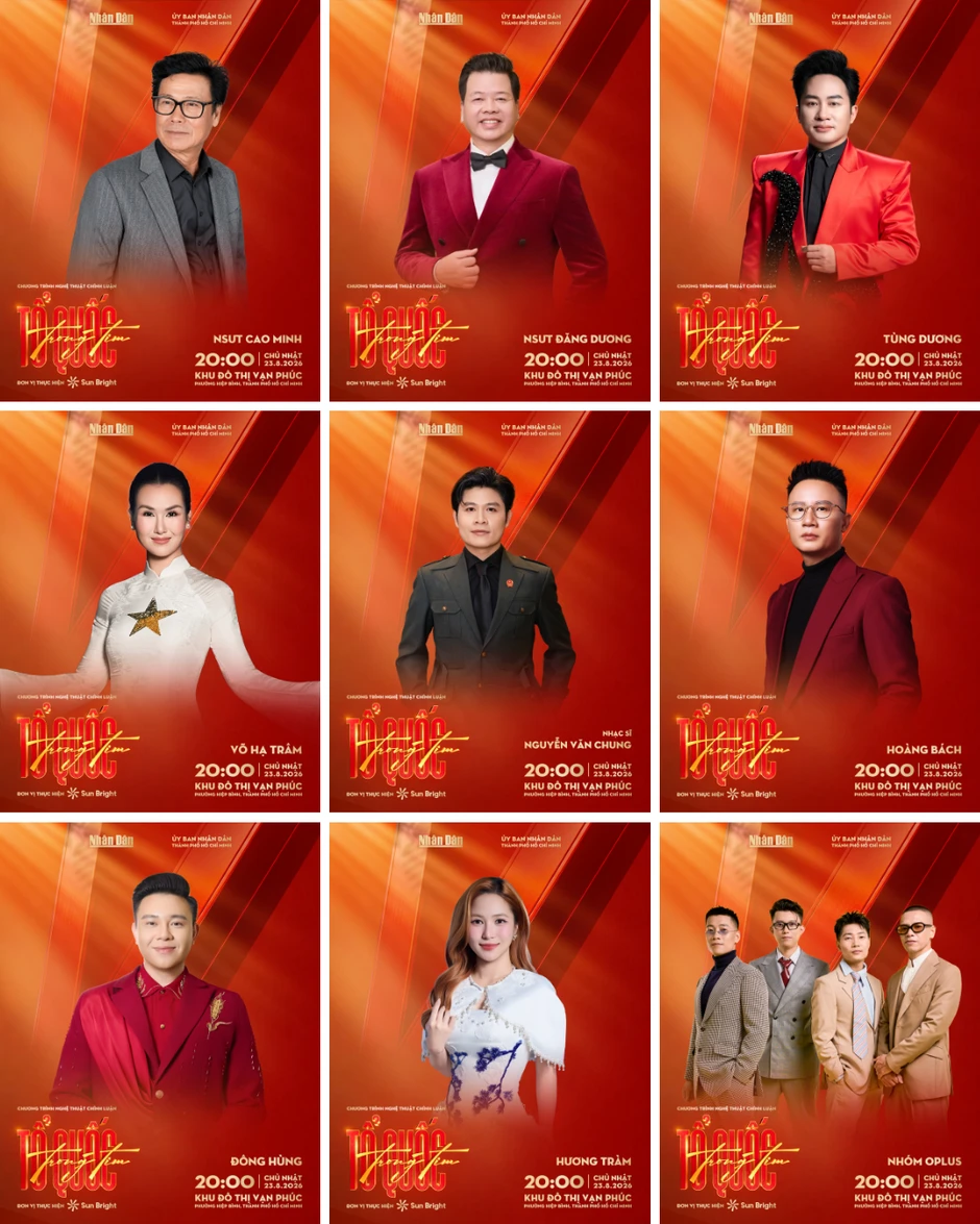 Dàn nghệ sĩ đình đám tham gia "Concert quốc gia: Tổ quốc trong tim" 2026 Dàn nghệ sĩ đình đám tham gia "Concert quốc gia: Tổ quốc trong tim" 2026
