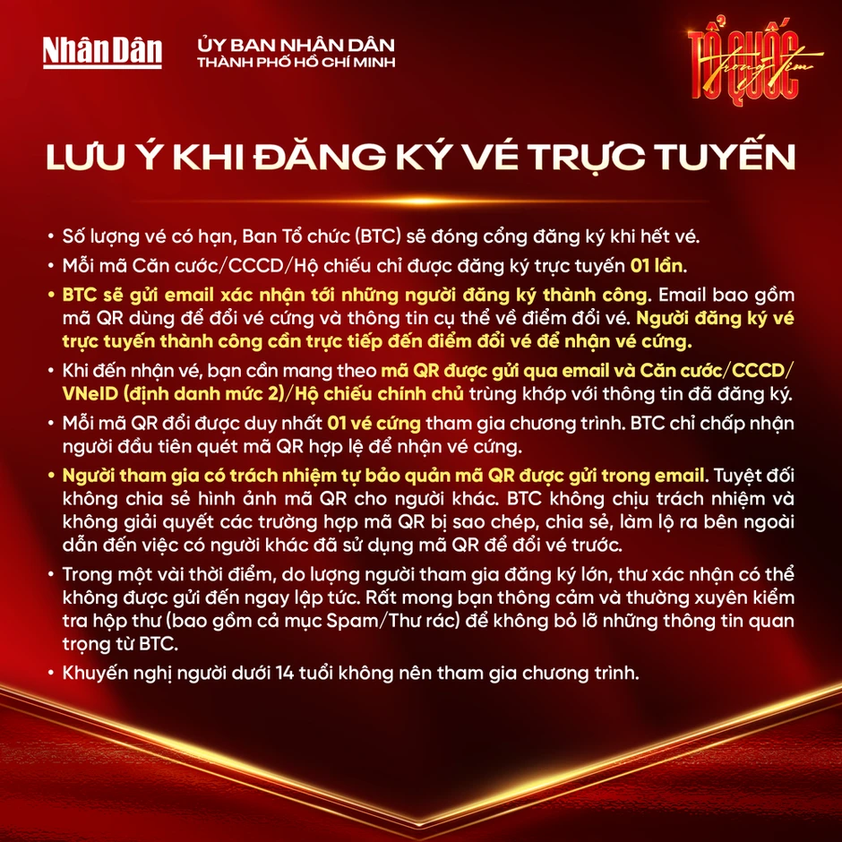 Hướng dẫn đăng ký vé chương trình “Tổ quốc trong tim” Hướng dẫn đăng ký vé chương trình “Tổ quốc trong tim”