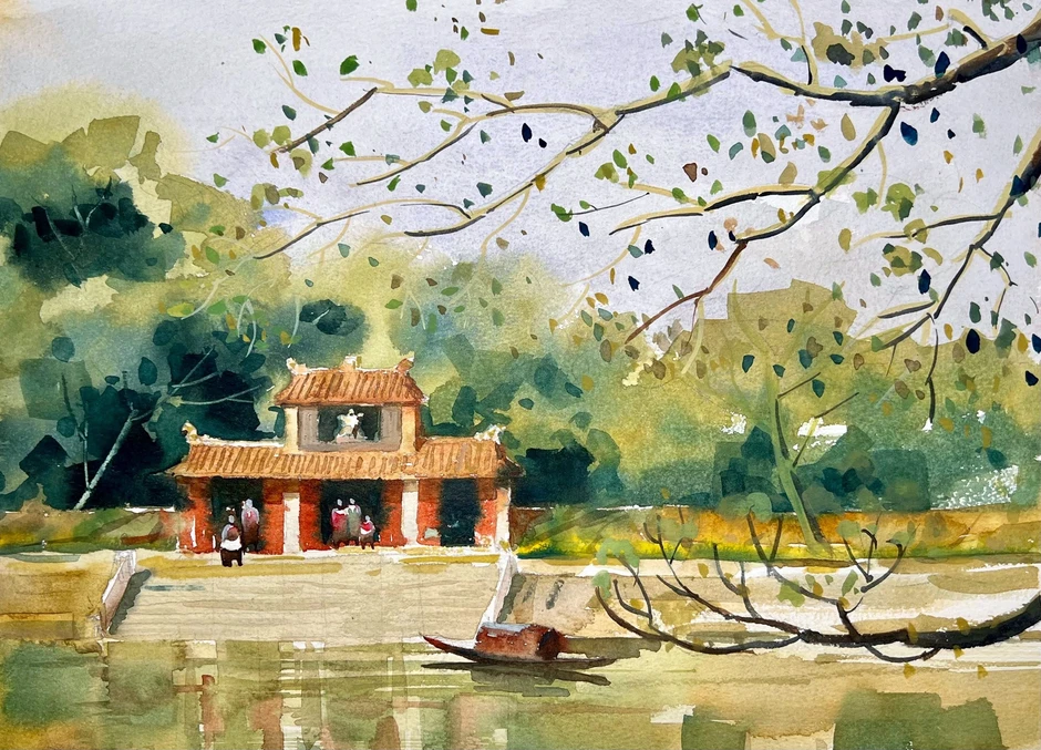 Ngôi chùa có bức tranh trần khổng lồ