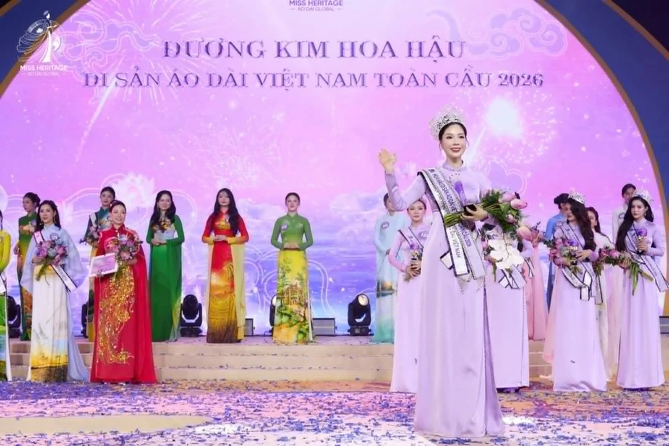 Phùng Thị Huyền My đăng quang Hoa hậu Di sản Áo dài Việt Nam toàn cầu 2026 Phùng Thị Huyền My đăng quang Hoa hậu Di sản Áo dài Việt Nam toàn cầu 2026