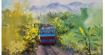 Vẻ đẹp đầy tự hào của Đường sắt Việt Nam qua tranh Quỳnh Thơm