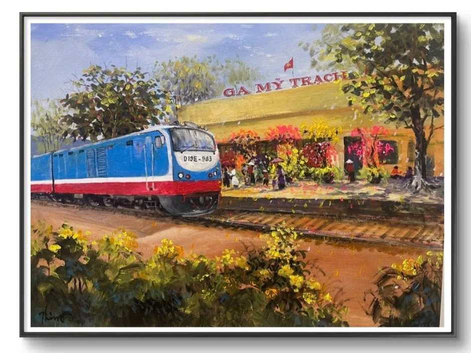 Vẻ đẹp đầy tự hào của Đường sắt Việt Nam qua tranh Quỳnh Thơm Vẻ đẹp đầy tự hào của Đường sắt Việt Nam qua tranh Quỳnh Thơm