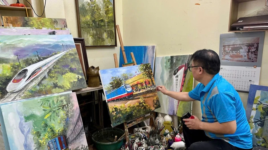 Vẻ đẹp đầy tự hào của Đường sắt Việt Nam qua tranh Quỳnh Thơm Vẻ đẹp đầy tự hào của Đường sắt Việt Nam qua tranh Quỳnh Thơm