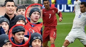 Màn tái ngộ kỳ lạ của Ronaldo và hai fan nhí tại World Cup