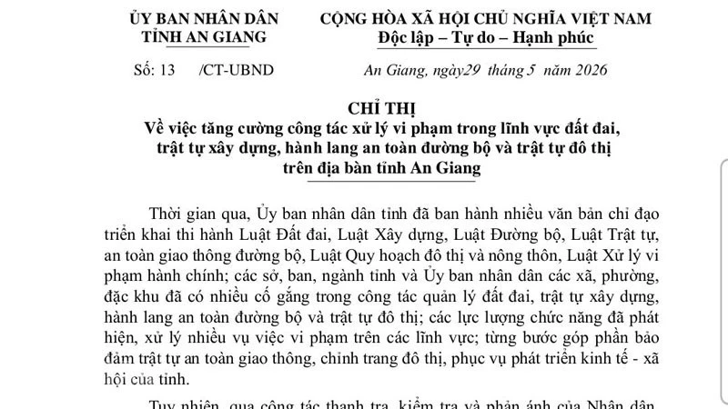 An Giang ra quân cao điểm 90 ngày thiết lập kỷ cương đất đai và trật tự đô thị