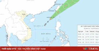 Áp thấp nhiệt đới giật cấp 8, cách đặc khu Hoàng Sa khoảng 650km