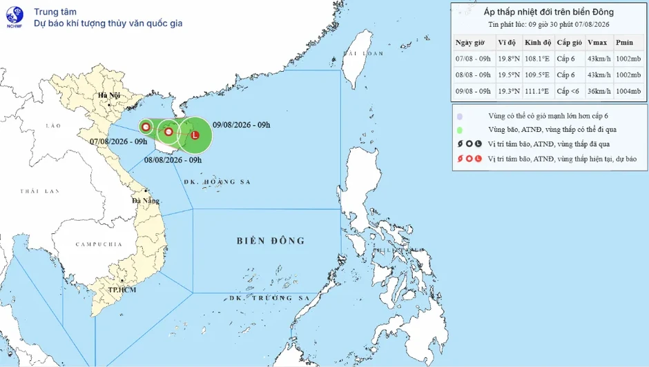 Áp thấp nhiệt đới hình thành trên Vịnh Bắc Bộ