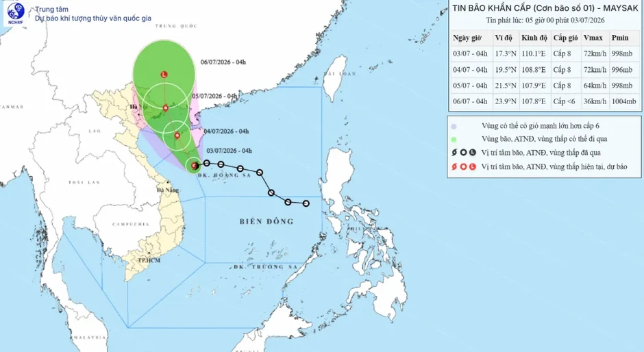 Áp thấp nhiệt đới mạnh lên thành bão số 1, hướng về vùng biển Quảng Ninh - Hải Phòng Áp thấp nhiệt đới mạnh lên thành bão số 1, hướng về vùng biển Quảng Ninh - Hải Phòng