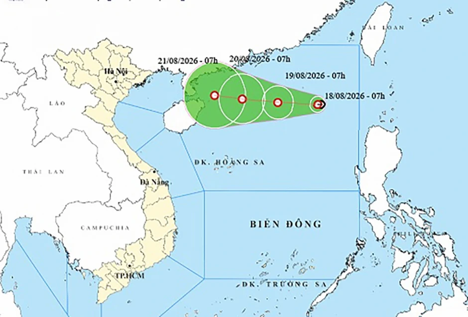 Áp thấp nhiệt đới xuất hiện trên Bắc Biển Đông, đang di chuyển chậm về phía Tây
