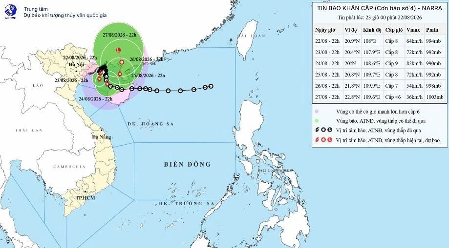 Bão số 4 có khả năng mạnh lên cấp 9, giật cấp 10, gây mưa lớn Bão số 4 có khả năng mạnh lên cấp 9, giật cấp 10, gây mưa lớn