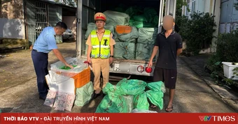 Bắt xe tải chở 1,7 tấn thực phẩm đông lạnh không rõ nguồn gốc trên Quốc lộ 18