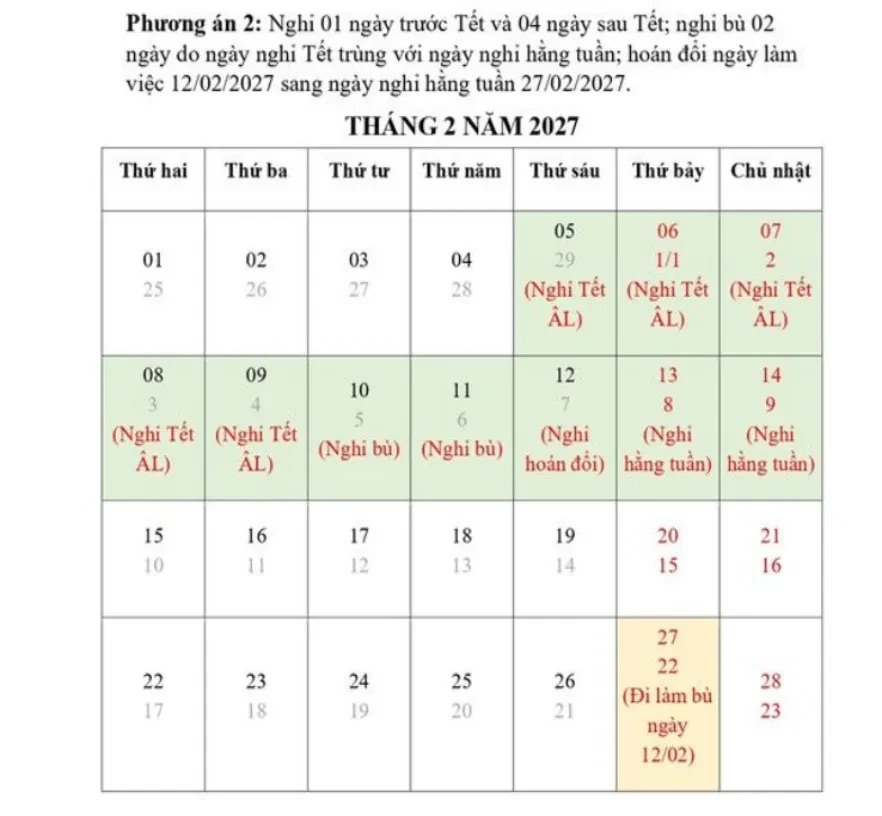 Bộ Nội vụ đề xuất nghỉ 7 ngày liên tục dịp Tết Nguyên đán 2027 Bộ Nội vụ đề xuất nghỉ 7 ngày liên tục dịp Tết Nguyên đán 2027