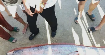 Cá hố rồng dài gần 4m trôi dạt vào bờ biển Lâm Đồng