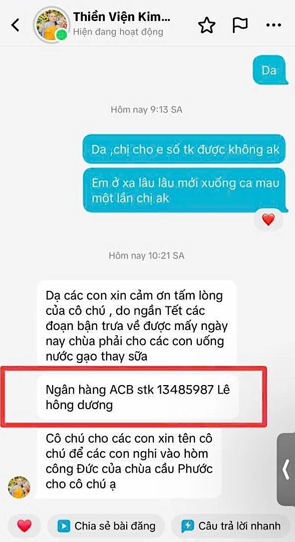 Cà Mau xác minh mạo danh Chùa Kim Sơn kêu gọi từ thiện Cà Mau xác minh mạo danh Chùa Kim Sơn kêu gọi từ thiện