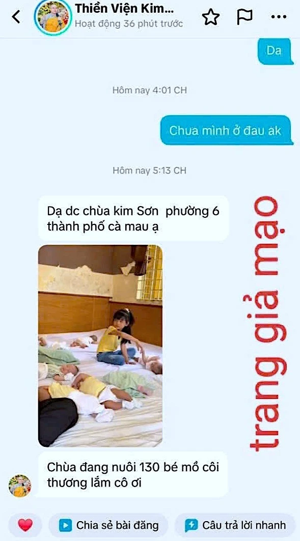 Cà Mau xác minh mạo danh Chùa Kim Sơn kêu gọi từ thiện Cà Mau xác minh mạo danh Chùa Kim Sơn kêu gọi từ thiện