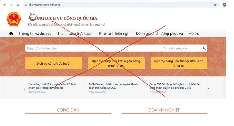Cảnh báo website giả mạo Cổng Dịch vụ công Quốc gia để lừa đảo Cảnh báo website giả mạo Cổng Dịch vụ công Quốc gia để lừa đảo