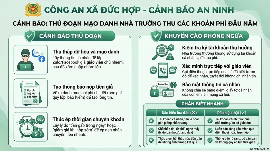 Cảnh giác chiêu mạo danh nhà trường thông báo khoản thu đầu năm học để lừa đảo Cảnh giác chiêu mạo danh nhà trường thông báo khoản thu đầu năm học để lừa đảo