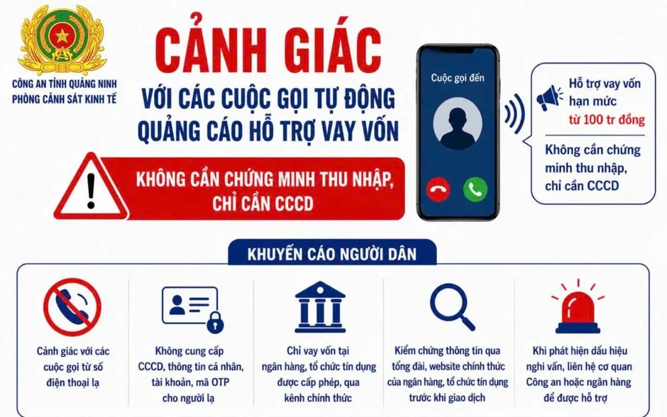 Cảnh giác cuộc gọi quảng cáo hỗ trợ vay vốn chỉ cần Căn cước công dân Cảnh giác cuộc gọi quảng cáo hỗ trợ vay vốn chỉ cần Căn cước công dân