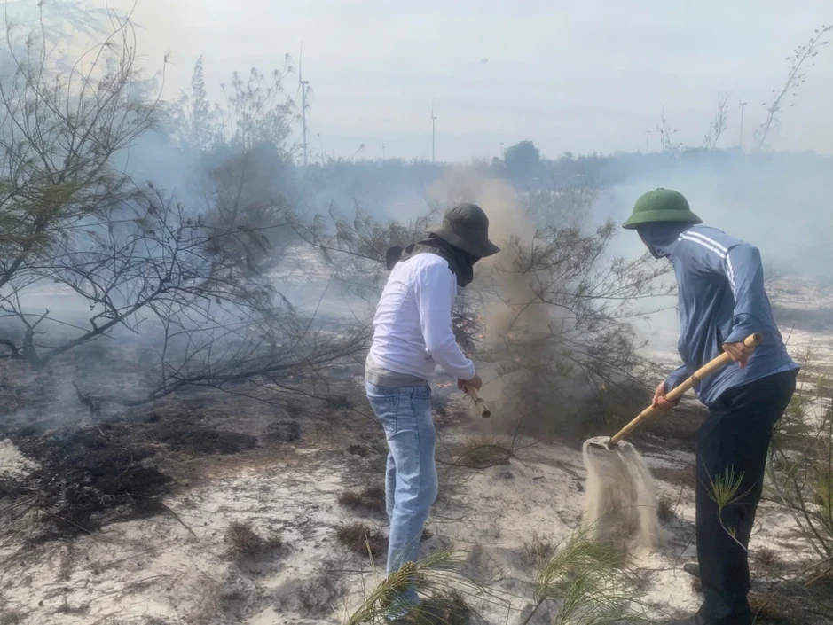 Cháy rừng ven biển Quảng Trị, ngọn lửa bùng phát dữ dội, lan rộng Cháy rừng ven biển Quảng Trị, ngọn lửa bùng phát dữ dội, lan rộng