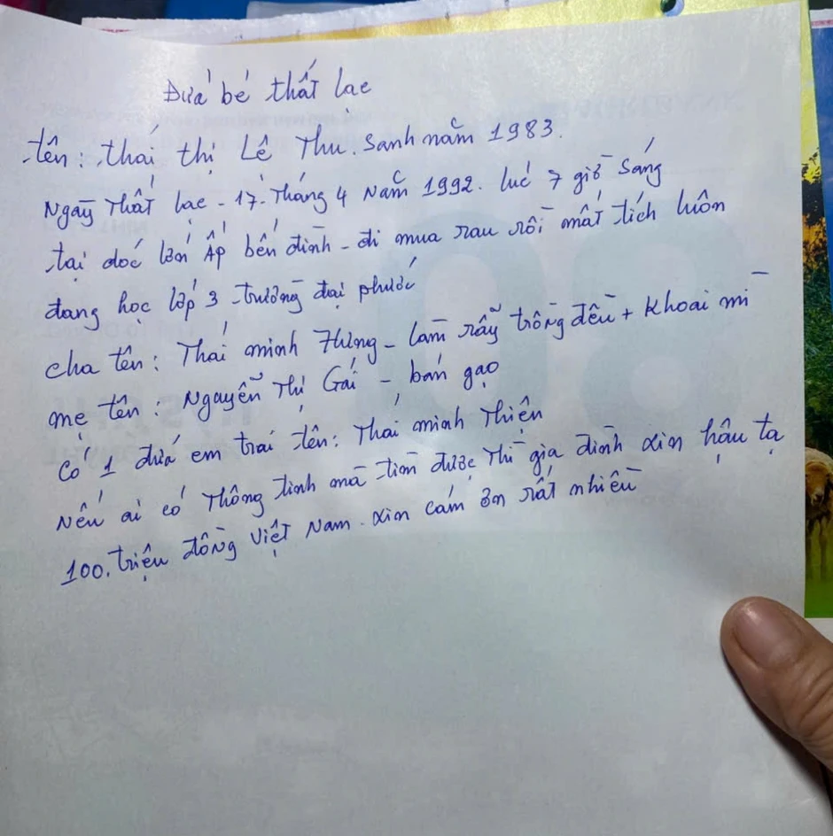 Con gái đi mua rau rồi mất tích 34 năm, mẹ ở Đồng Nai treo thưởng 100 triệu tìm Con gái đi mua rau rồi mất tích 34 năm, mẹ ở Đồng Nai treo thưởng 100 triệu tìm