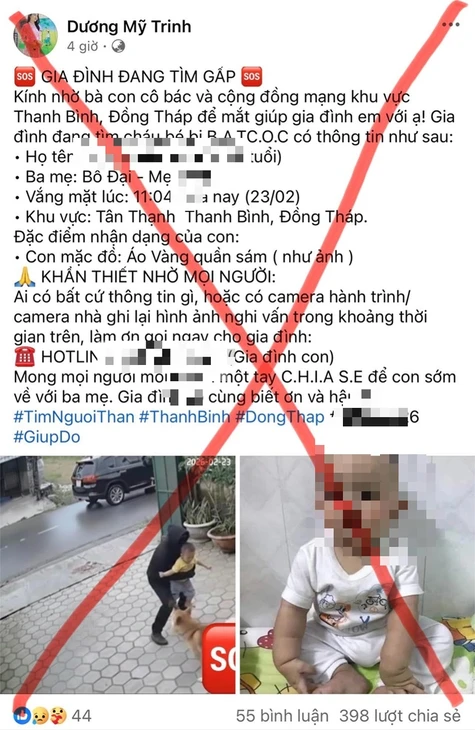Công an Đồng Tháp bác tin đồn bé trai 2 tuổi bị bắt cóc Công an Đồng Tháp bác tin đồn bé trai 2 tuổi bị bắt cóc