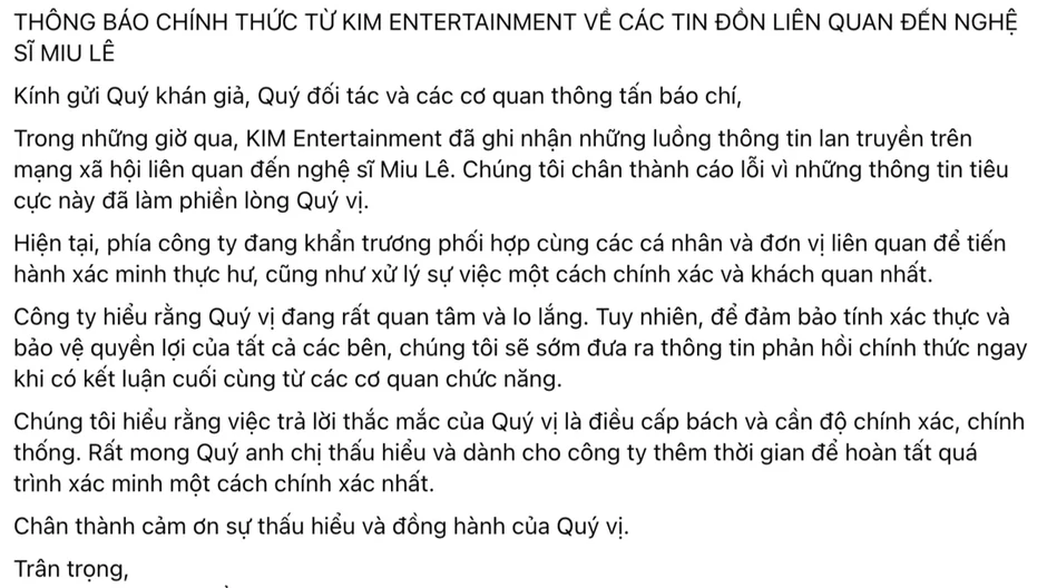 Công an Hải Phòng thông tin về vụ án ma túy, công ty quản lý của ca sĩ Miu Lê lên tiếng Công an Hải Phòng thông tin về vụ án ma túy, công ty quản lý của ca sĩ Miu Lê lên tiếng
