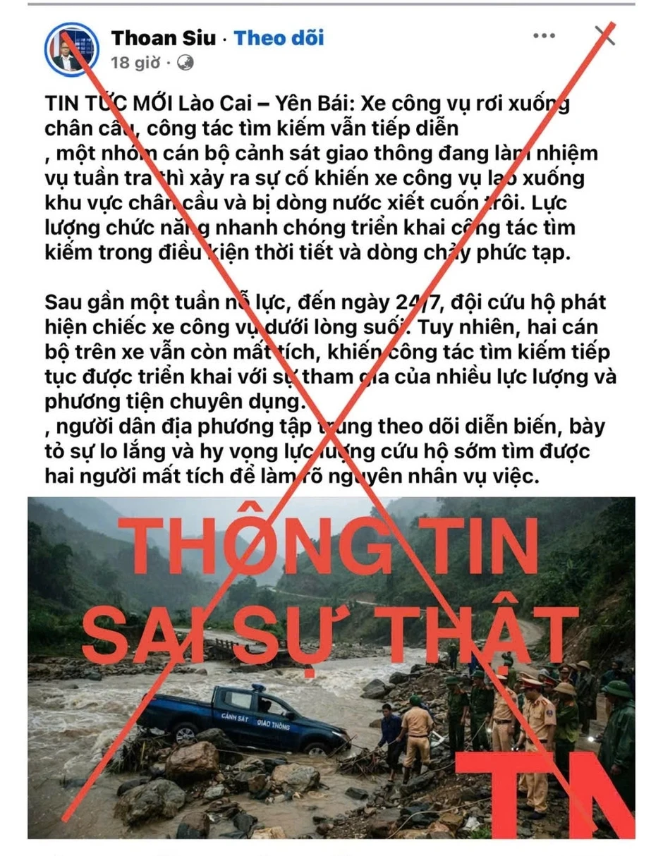 Công an Lào Cai bác bỏ thông tin xe công vụ gặp nạn khiến 2 cán bộ mất tích Công an Lào Cai bác bỏ thông tin xe công vụ gặp nạn khiến 2 cán bộ mất tích