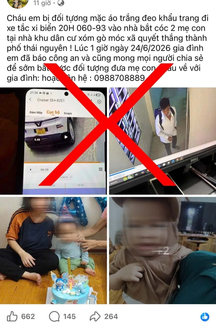 Công an Thái Nguyên bác tin đồn bắt cóc, tiếp tục tìm 2 mẹ con Công an Thái Nguyên bác tin đồn bắt cóc, tiếp tục tìm 2 mẹ con