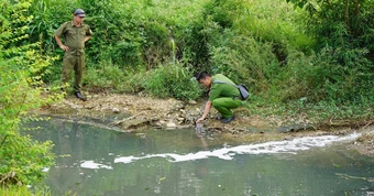 Công an vào cuộc vụ nước giếng đổi sang màu tím ở Thanh Hóa