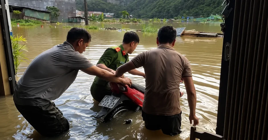 Công an xã ở Lào Cai xuyên đêm hỗ trợ người dân di dời tài sản, khắc phục hậu quả mưa lớn Công an xã ở Lào Cai xuyên đêm hỗ trợ người dân di dời tài sản, khắc phục hậu quả mưa lớn