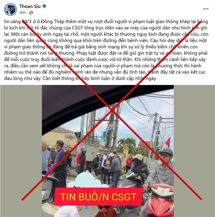 CSGT Đồng Tháp bác tin đồn vụ rượt đuổi người vi phạm khiến một cán bộ và người dân tử vong CSGT Đồng Tháp bác tin đồn vụ rượt đuổi người vi phạm khiến một cán bộ và người dân tử vong
