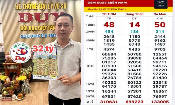 Đại lý tìm người trúng giải độc đắc 32 vé xổ số miền Nam Đại lý tìm người trúng giải độc đắc 32 vé xổ số miền Nam