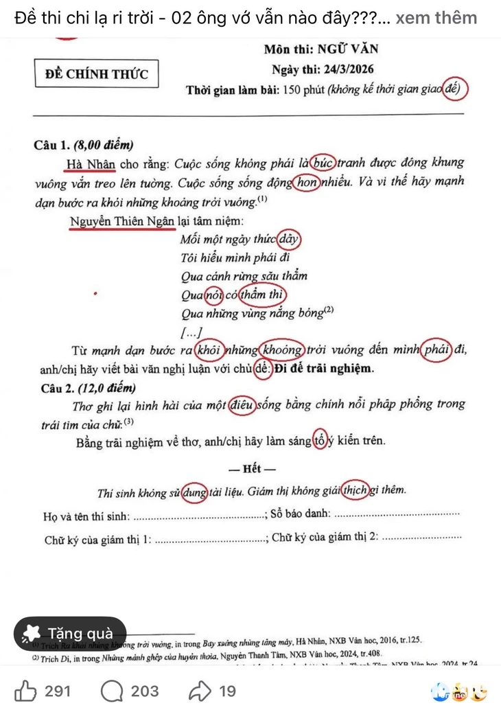 Đề thi HS giỏi văn tỉnh Đắk Lắk 'sai chính tả' lan truyền trên mạng xã hội là giả mạo Đề thi HS giỏi văn tỉnh Đắk Lắk 'sai chính tả' lan truyền trên mạng xã hội là giả mạo