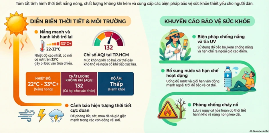 Dự báo thời tiết hôm nay, 28-2: TPHCM và Nam Bộ nắng nóng, oi bức trở lại Dự báo thời tiết hôm nay, 28-2: TPHCM và Nam Bộ nắng nóng, oi bức trở lại