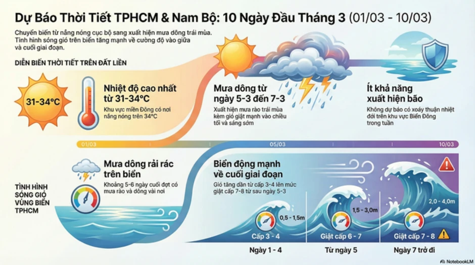 Dự báo thời tiết TPHCM và Nam Bộ đầu tháng 3: 3 ngày khác biệt Dự báo thời tiết TPHCM và Nam Bộ đầu tháng 3: 3 ngày khác biệt