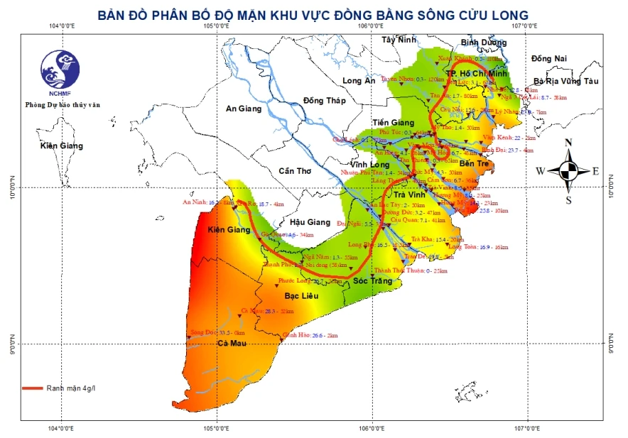 Dự báo xâm nhập mặn Nam Bộ từ 21-31/3: Cần chủ động tích trữ nước ngọt