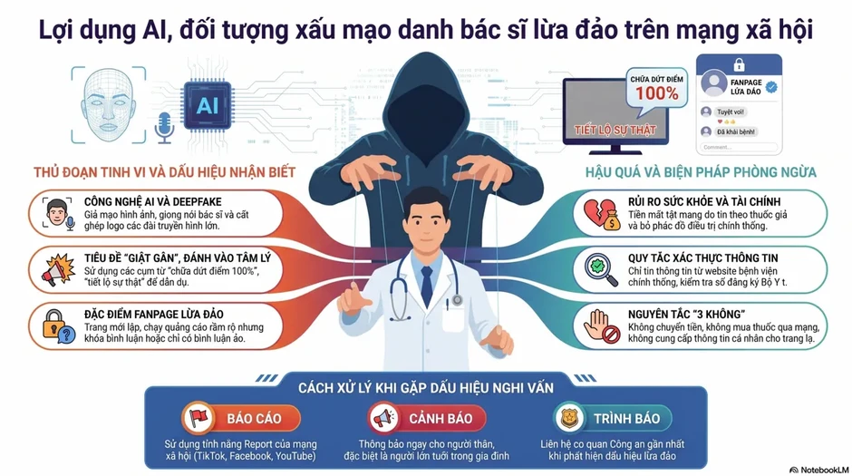 Dùng bác sĩ AI quảng cáo “chữa khỏi bệnh không cần thuốc” để lừa đảo Dùng bác sĩ AI quảng cáo “chữa khỏi bệnh không cần thuốc” để lừa đảo
