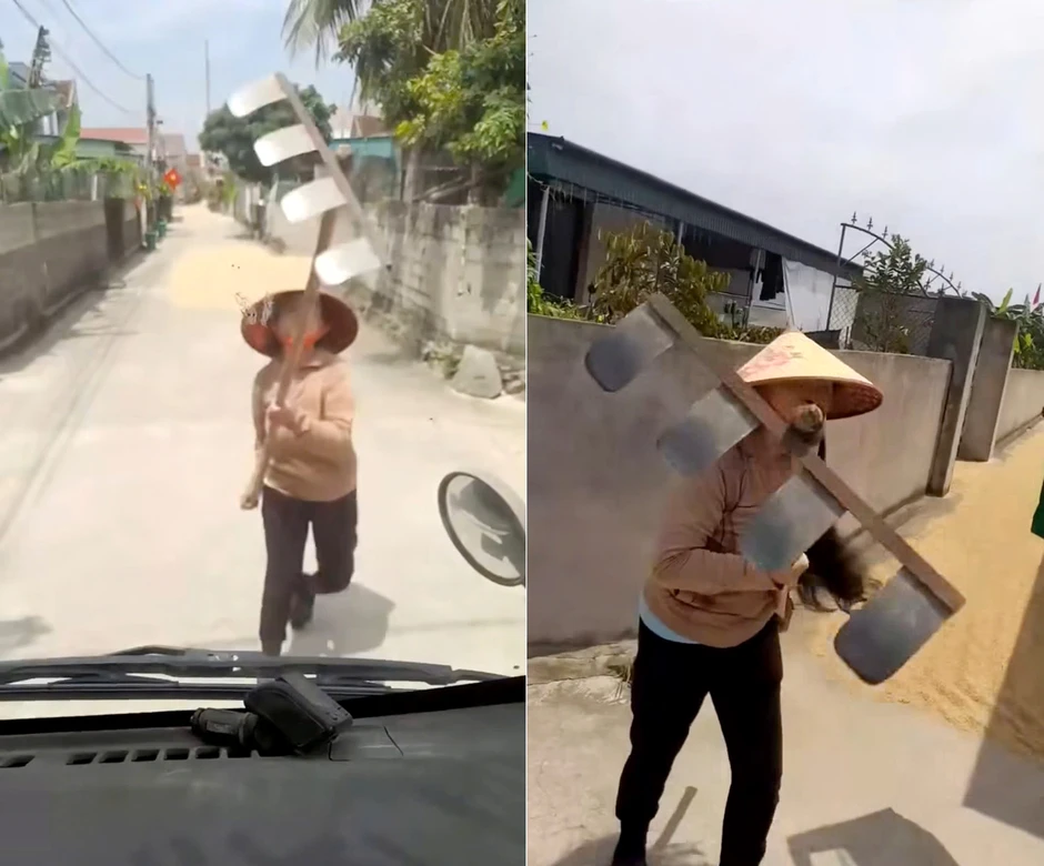 Dùng cào tấn công tài xế khi bị nhắc nhở phơi lúa trên đường Dùng cào tấn công tài xế khi bị nhắc nhở phơi lúa trên đường