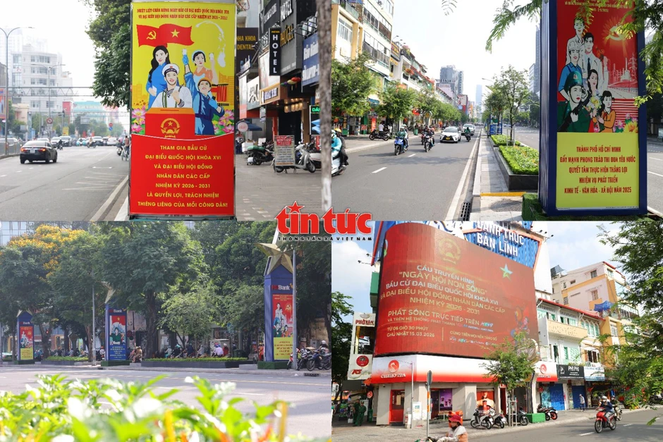 Đường phố TP Hồ Chí Minh rực rỡ cờ hoa, băng rôn trước ngày bầu cử Đường phố TP Hồ Chí Minh rực rỡ cờ hoa, băng rôn trước ngày bầu cử