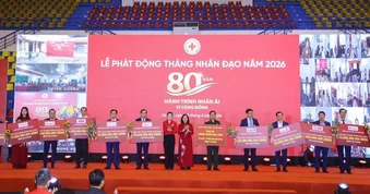 Gần 350 tỉ đồng được tiếp nhận tại Lễ phát động Tháng nhân đạo năm 2026