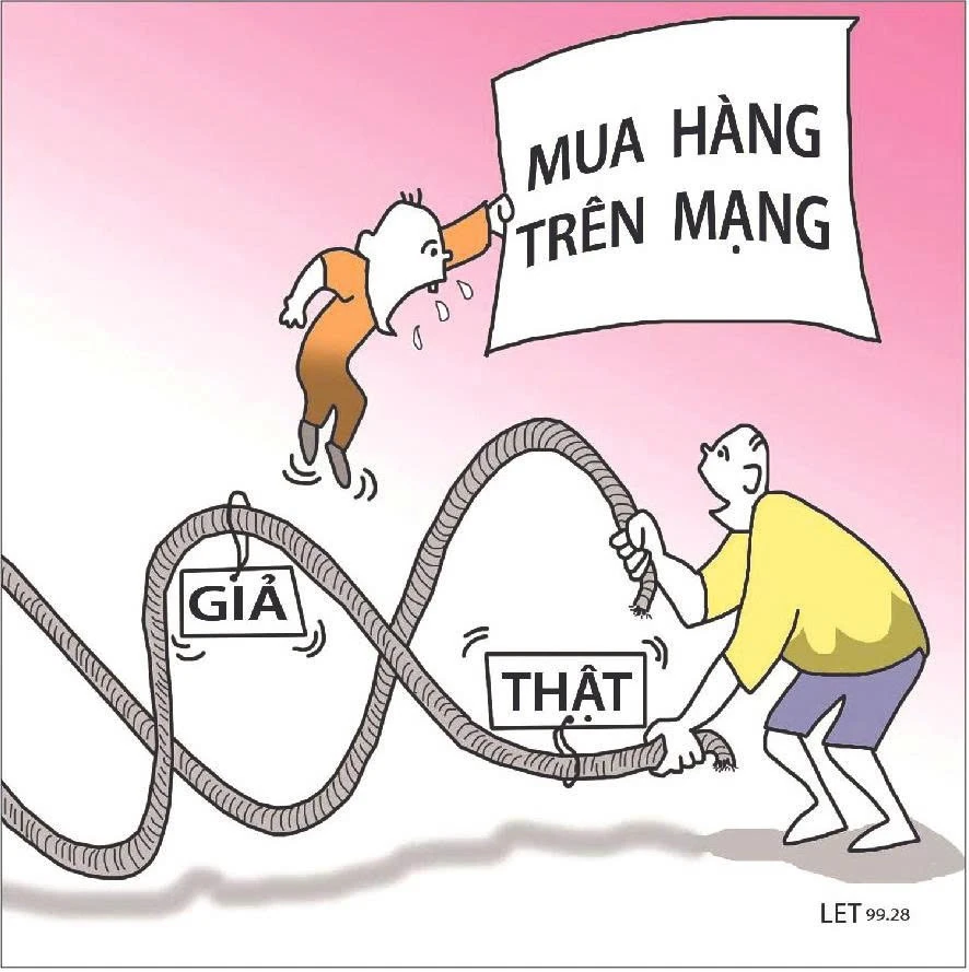 Góc biếm họa: Mua hàng online - cẩn thận giả, thật Góc biếm họa: Mua hàng online - cẩn thận giả, thật
